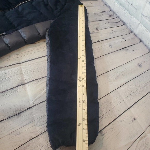 Adhoc Traveller Puffer Hooded Full Zip Jacket Large Navy Blue Pockets Soft - Picture 6 of 16